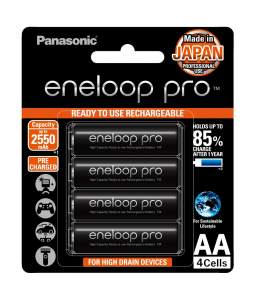 Panasonic AA Eneloop Pro NI-MH Rechargeable Battery 2500MAH (BLACK) PACK OF 4 / 1 Card